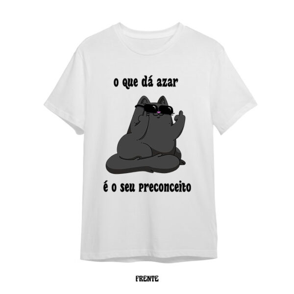 Camiseta Branca Gatinho Preto