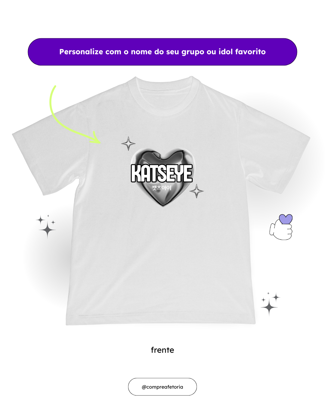 Camiseta Personalizável Bubble Heart Branca - Imagem 3