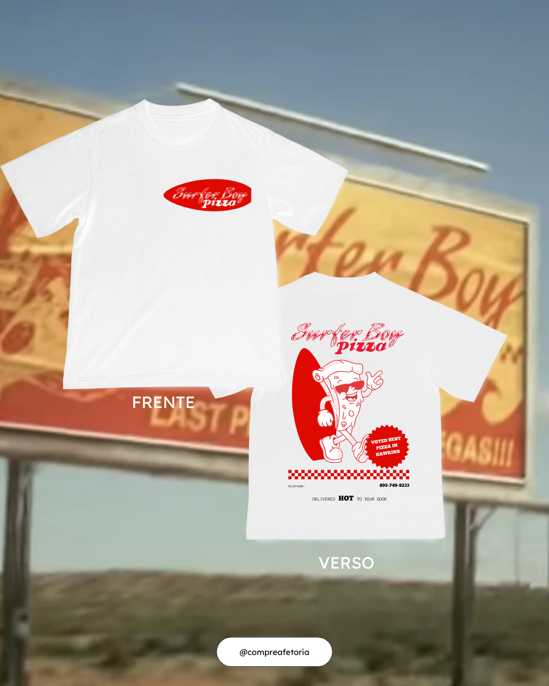 Camiseta Surfer Boy Pizza Branca